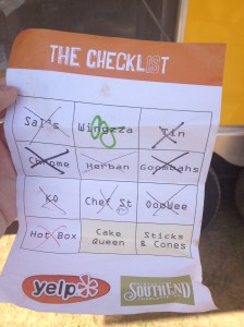 Wristband holders got a checklist where the trucks marked off all the stops.  This card was completed.