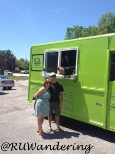Schaumann at Cary Creative Center Rodeo (food truck fan Dawn LaRue on the left)